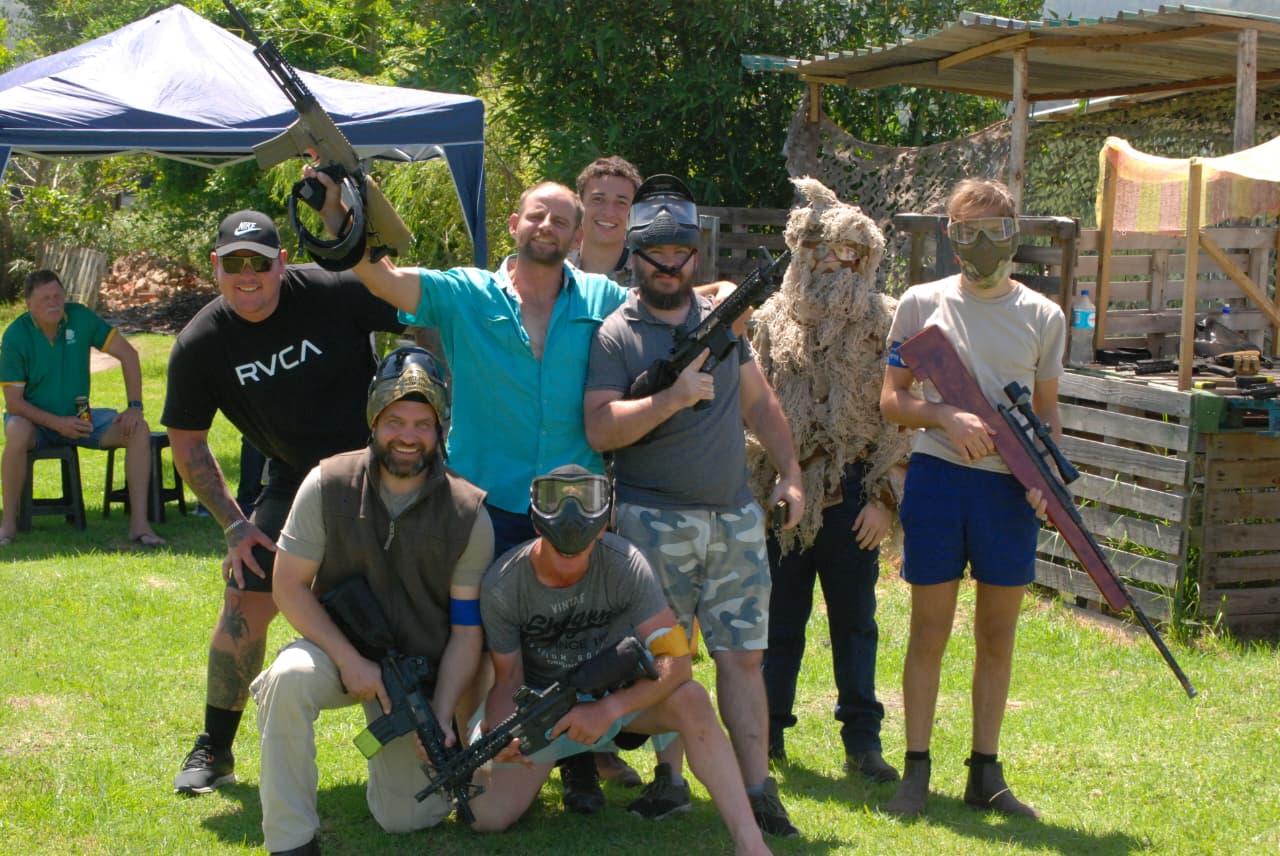 Dead Eye Airsoft players posing after an airsoft game